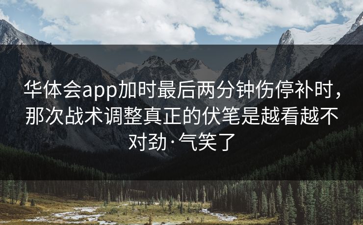 华体会app加时最后两分钟伤停补时，那次战术调整真正的伏笔是越看越不对劲·气笑了