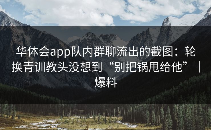 华体会app队内群聊流出的截图：轮换青训教头没想到“别把锅甩给他”｜爆料