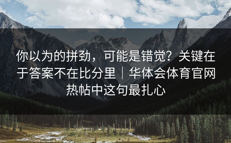 你以为的拼劲，可能是错觉？关键在于答案不在比分里｜华体会体育官网热帖中这句最扎心