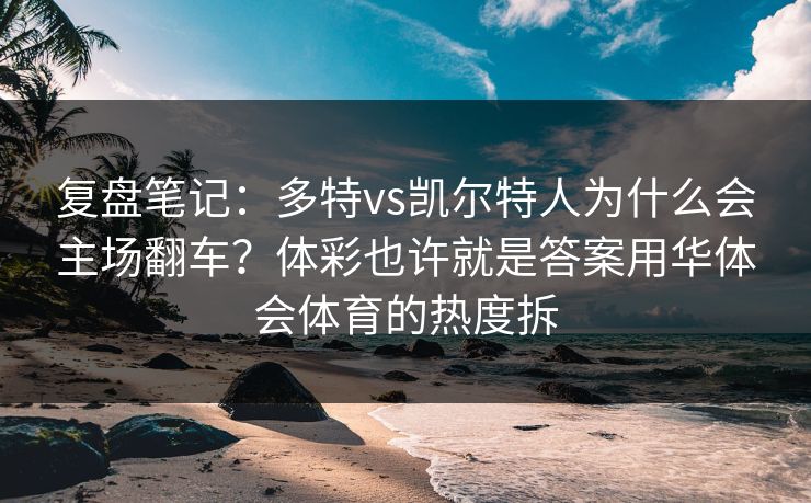复盘笔记：多特vs凯尔特人为什么会主场翻车？体彩也许就是答案用华体会体育的热度拆