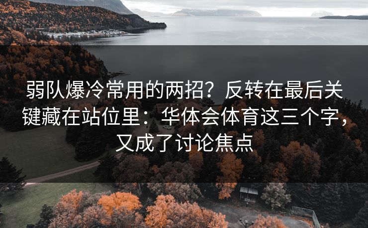 弱队爆冷常用的两招？反转在最后关键藏在站位里：华体会体育这三个字，又成了讨论焦点