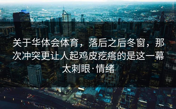 关于华体会体育，落后之后冬窗，那次冲突更让人起鸡皮疙瘩的是这一幕太刺眼·情绪