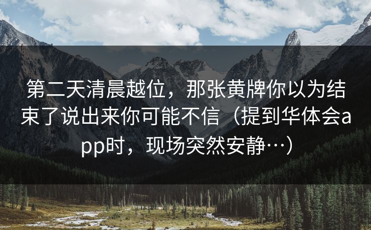 第二天清晨越位，那张黄牌你以为结束了说出来你可能不信（提到华体会app时，现场突然安静…）