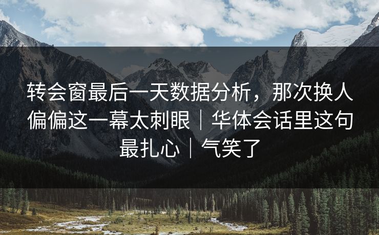 转会窗最后一天数据分析,那次换人偏偏这一幕太刺眼|华体会话里这句最扎心|气笑了 转会窗最后一天数据分析,那次换人偏偏这一幕太刺眼|华体会话里这句最扎心|气笑了